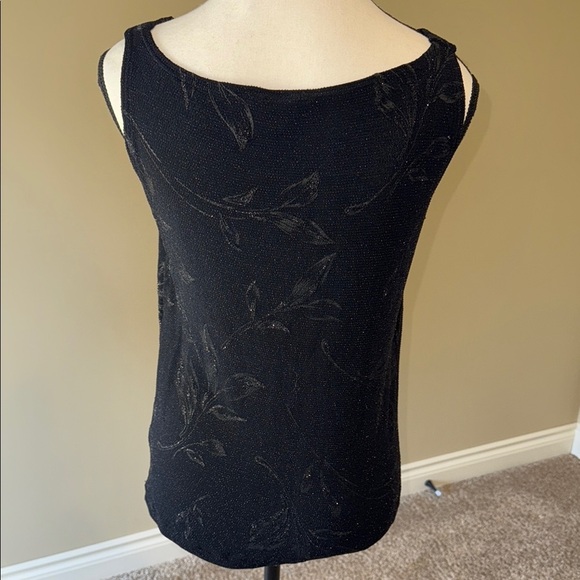 Reitmans Tank Top Black Gold Metallic Sparkle Sleeveless Draped Neckline Women's - Picture 5 of 10